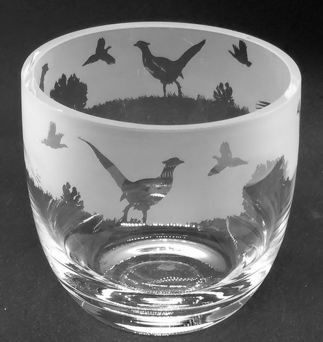 Pheasant frieze 14cm crystal - pheasant,