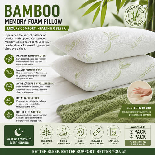 Bamboo memory foam - bamboo, pillows