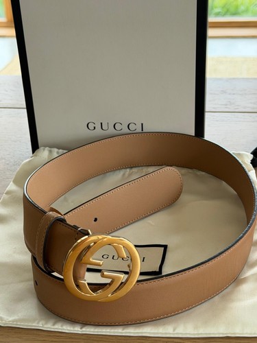 Gucci tan beige leather belt - leather,