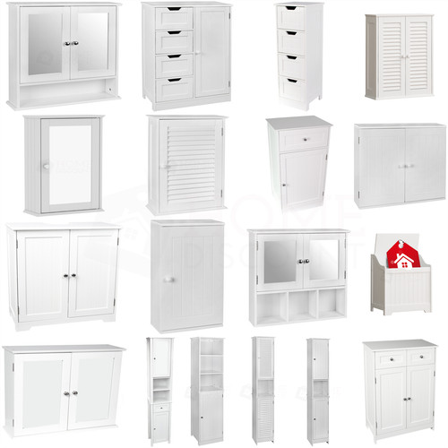 Bathroom cabinet white single - bathroom,