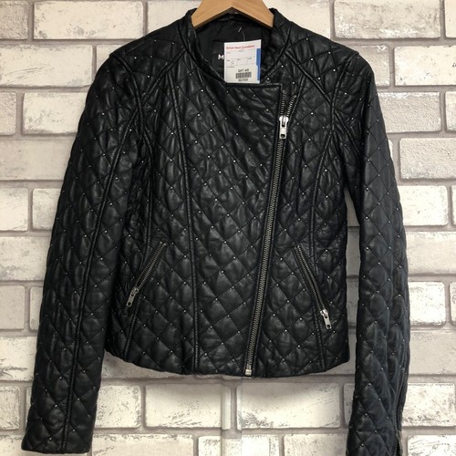Mango black leather studded - leather,