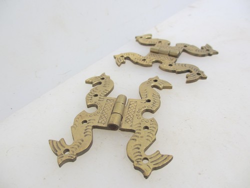 Vintage brass box hinges - brass,
