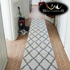 Modern Thick Hall Runner SKETCH TRELLIS white Width 80-120cm extra long Stairs