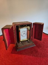 Rare Miniature Antique French 8 Day Carriage Clock with Original Box