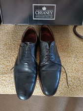 Cheaney Men's Black Brogue Leather Dress Shoes Size UK 10.5