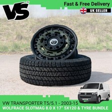 FOR VW T5/T5.1 WOLFRACE SLOTMAG 17" ARMY GREEN 5X120 ALLOY WHEELS & TYRES