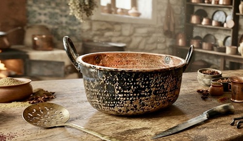 Large antique hammered copper - large,