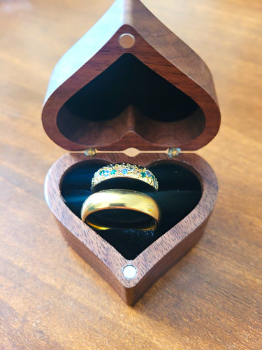 Heart wooden effect ring - heart,