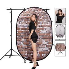 Pop Up Backdrop Collapsible Reversible 1.5x2m with Light Stand Wheels Studio UK