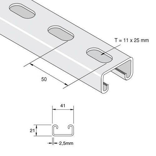 Unistrut 21mm heavy duty - unistrut, x