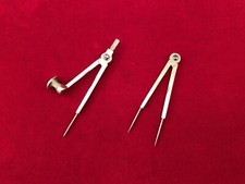 VINTAGE OLD SCHOOL BRASS DRAWING COMPASS + DIVIDERS TECHNICAL DRAUGHTSMAN - NICE