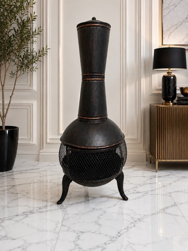 Large outdoor steel chiminea - outdoor,