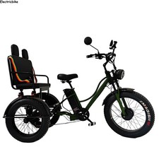 24" Electric Tricycle 48V 18Ah Fat tire E-trike 7 Speed w/ rear seat for adults