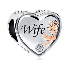 S925 Sterling Silver Wife I Love You Heart Bead Charm For Bracelet