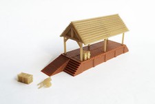 Outland Models Train Railway Layout Wood Style Loading Dock w Shed N Gauge 1:160