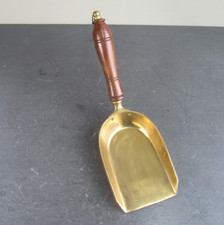 Vintage Large Brass & Wood Handle Scoop Shovel - Grain, Coal, Food