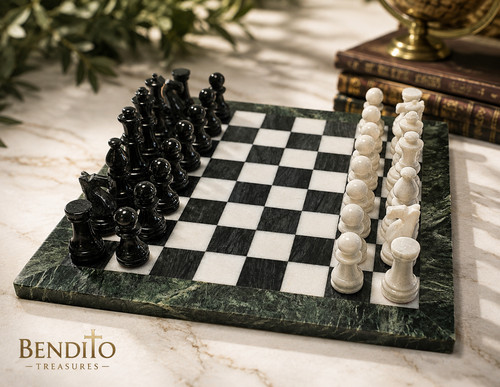 Marble chess set green - marble,