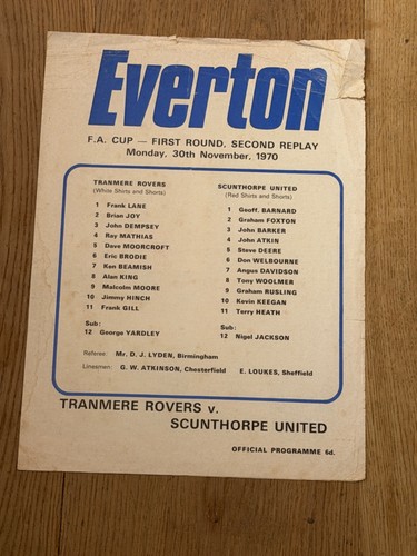 Programme 1970 tranmere - programme,