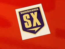 LAMBRETTA SX150 SX200 NAVY BLUE AND GOLD 65MM X 50MM SELF ADHESIVE STICKER