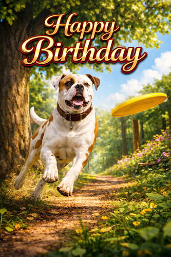 American bulldog birthday card - american,