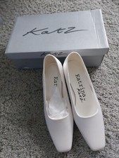Katz Size 4 Off White Satin Court Shoe 2 Inch Heel