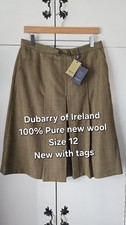 Dubarry Of Ireland Knee Lengh Skirt 100% Pure New Wool Size 12 New With Tags