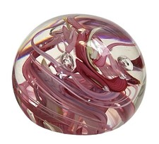 Whitefriars 9850? Pink Yellow White Art Glass Abstract Paperweight Has Sticker!
