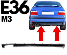 BMW E36 M3 Rear Bumper Trim Panel Lower Diffuser Insert Dual Pipe Addon Spoiler