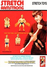 VINTAGE STRETCH ARMSTRONG BRAND NEW A5 DISPLAY STAND,ADVERT