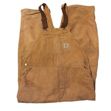 Carhartt Workwear Mens Dungarees W44 L34 Sand Colour Vintage Y2K Distressed