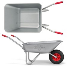 Heavy Duty Galvanised Wheelbarrow 65L Pneumatic Metal Wheel Barrow