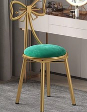 Butterfly Bow Velvet Vanity Chair Pink Makeup Stool Metal Frame Dressing Seat UK