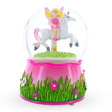 Unicorn Carousel with Fairy Musical Water Snow Globe