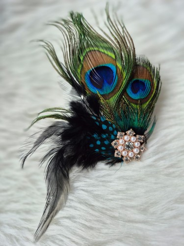 Peacock feather fascinators