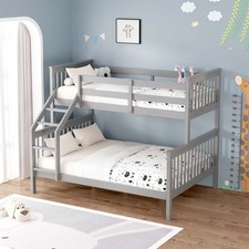 NOAH GREY WOODEN TRIPLE SLEEPER BUNK BED SINGLE & DOUBLE