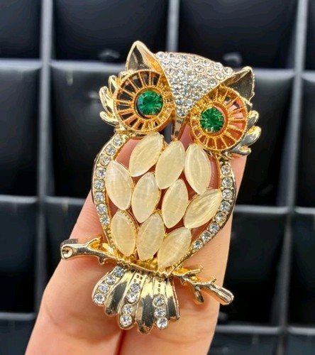 Owl brooch rhinestone corsage - owl,