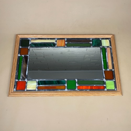 Stained glass mirror - stained, wood