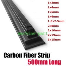 Carbon Fiber Strip Square Sheet Flat Bar Rod For Airplane Pole Multi Sizes 500mm