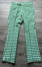 Vintage70s Disco Pants Mens 32 Bell Bottoms Green Checkered Flare Golf Trouser