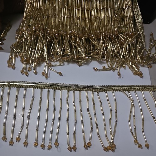 Yard gold beaded fringe - yard,