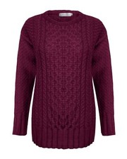 LADIES WOMEN ARAN CABLE KNIT