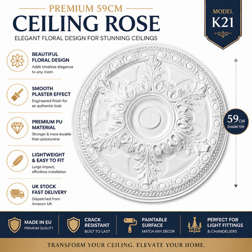 Floral ceiling rose - floral, 59cm
