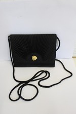 Vintage Black Joanna Hall Evening Bag With Shoulder Strap 15x12.5x1.5cm