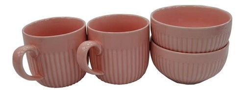 Pink porcelain mug - &, bowl
