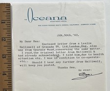 1962 Laurel & Hardy Original Letter Stan Signed Regarding Granada TV For Ben L&H