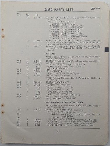 Original parts list - list, for