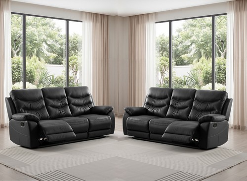 Black italian leather - 3, seater