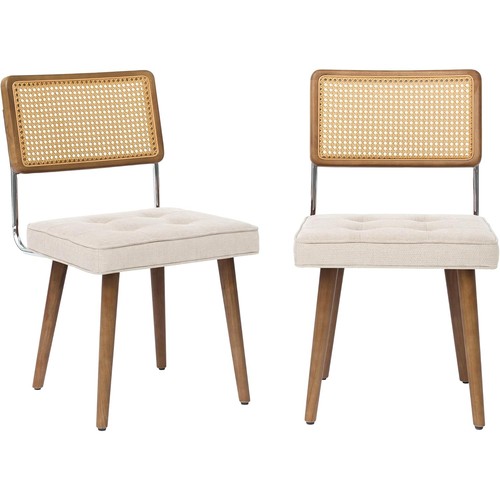 2pcs wood rattan - wood, chairs