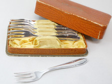 6 Silver Plated Cake Forks Set