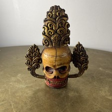 Old Tibetan Shamanic   Carved Citipati Skull Head